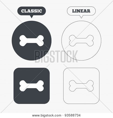 Dog bone sign icon. Pets food symbol.