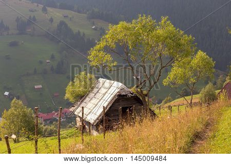Summer landscape above the village in Moeciu de Sus - Bran, Romania
