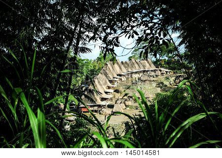 View over Bena traditional village in Flores island