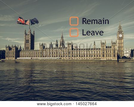 Brexit Referendum In Uk Vintage