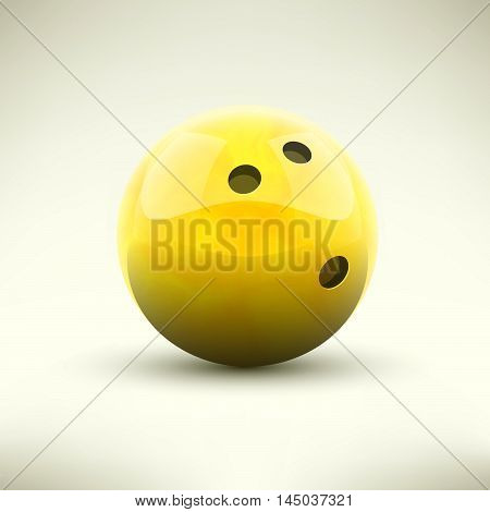 Yellow bowling ball isolated realictic vector illustration