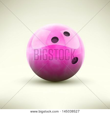 Pink bowling ball isolated realictic vector illustration
