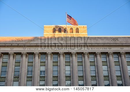 Washington DC, December 19, 2015: Front view of United States Department Of Agricolture in Washington DC, USA.