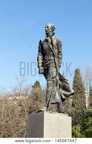 Sochi, Russia - February 11, 2016: Monument to Soviet writer Nikolai Ostrovsky. Established in 1979