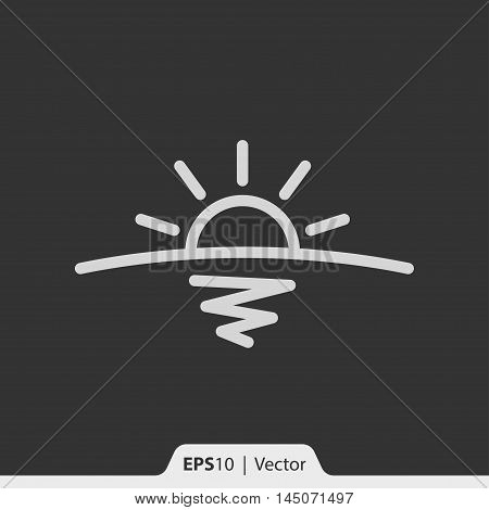 Sunrise With Horizon At Sea Vector Icon For Web And Mobile