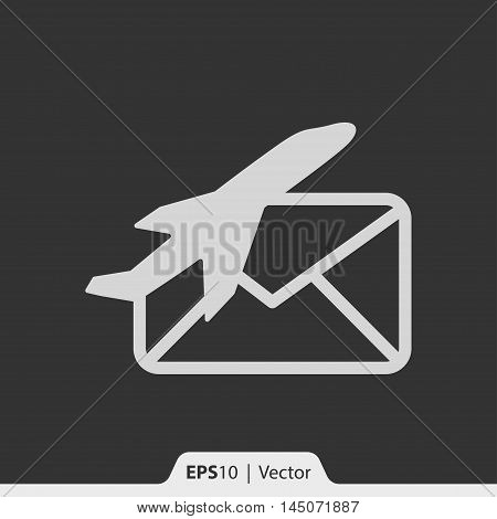 Air Mail Via Plane Vector Icon For Web And Mobile