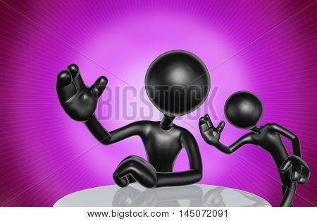 Character Photobombing Another Character 3D Illustration