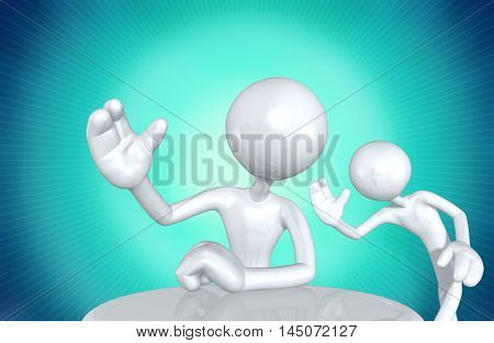 Character Photobombing Another Character 3D Illustration