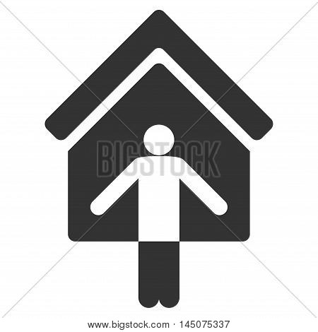House Owner Wellcome icon. Glyph style is flat iconic symbol, gray color, white background.
