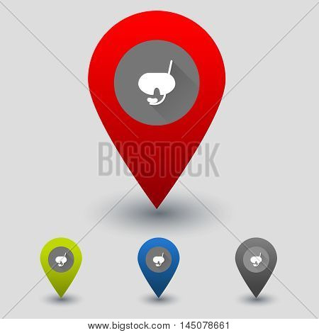 Colorful navigation signs with flat snorkling mask. Vector swimming navigation sign