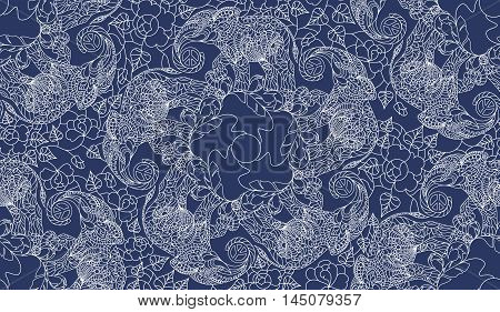 Seamless pattern with decorative elephants and flowers