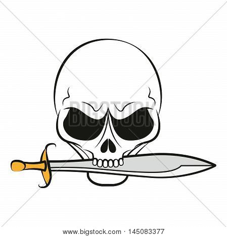 Pirate sign: a skull with knife in teeth