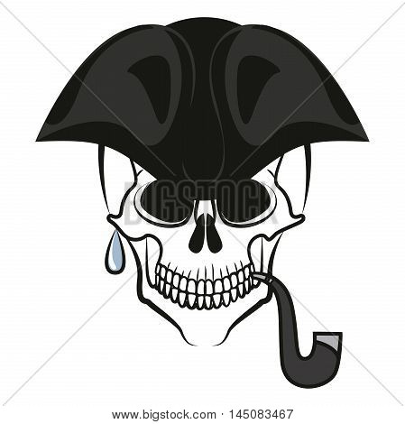 Pirate skull with hat and Smoking pipe