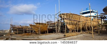 Wooden Construction Of Yacht Boat, Craft Shipyard