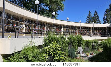 Columbarium at the municipal cemetery in summer