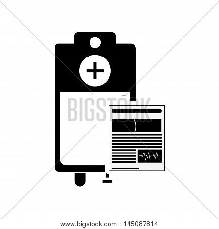 flat design medical history and iv drip bag icon vector illustration