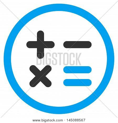 Calculator rounded icon. Glyph illustration style is flat iconic bicolor symbol, blue and gray colors, white background.