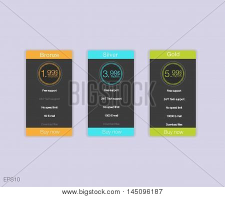 Three banner for the clouded sky service interface for the site. vector banner for web app.