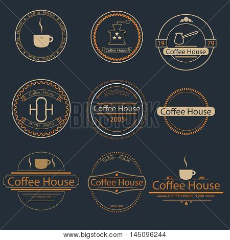 Vintage coffee logo elements coffee logo ornaments retro logotypes vector set. Retro signs logos identity labels coffee.