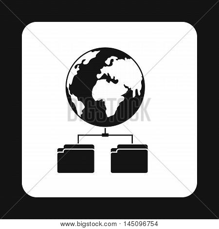 Cloud file storage icon in simple style isolated on white background. Storing symbol