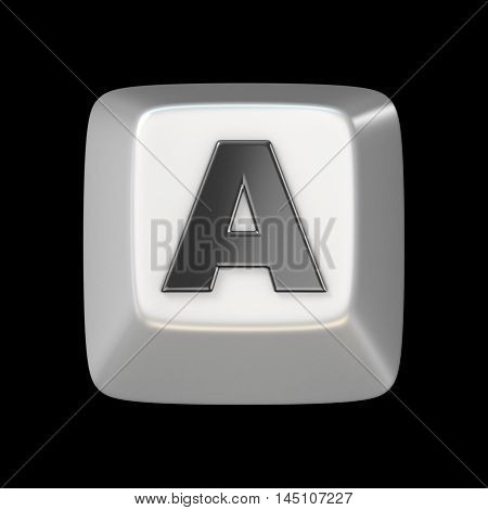 Computer Keyboard Key Font. Letter A 3D