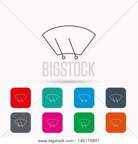 Windscreen wipers icon. Windshield sign. Linear icons in squares on white background. Flat web symbols. Vector