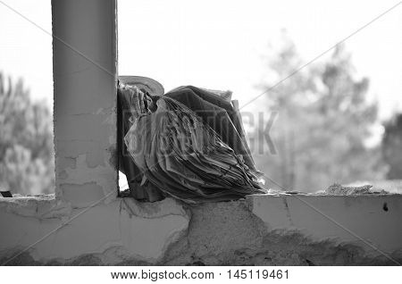 Old vintage rotten rusty amperemeter on iron surface
