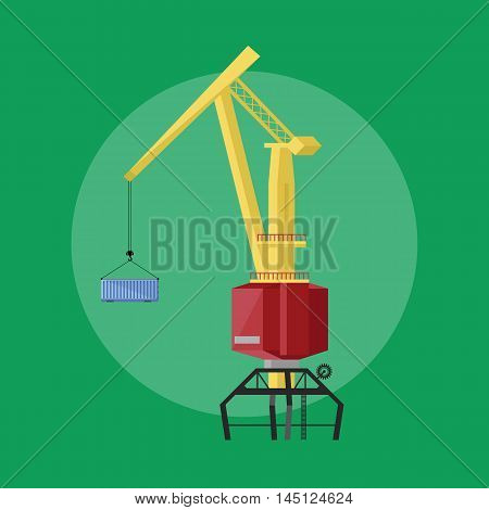 Dockside crane isolated vector icon flat design style