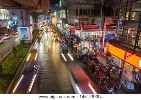 Bangkok Thailand- August 242016 :Cars moving down the road at Siam Square bangkok