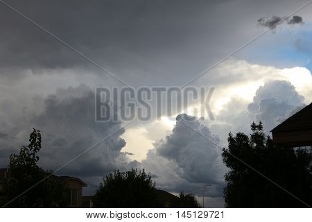 Dark and stormy clouds right before a thunderstorm
