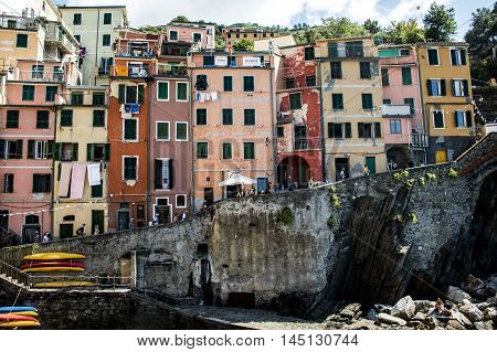 Italy Cinque Terre village colored house front