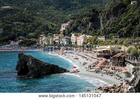 Italy Cinque Terre villages coast with beach