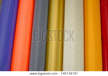 Rolls of multi-colored stickers  patch, plastic saturated