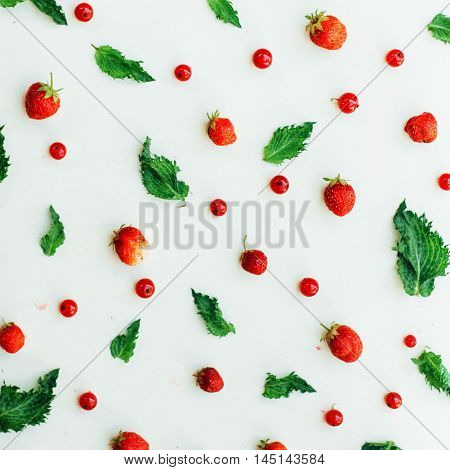 Colorful Mix Of Fruits On White Background. View From Above. Col
