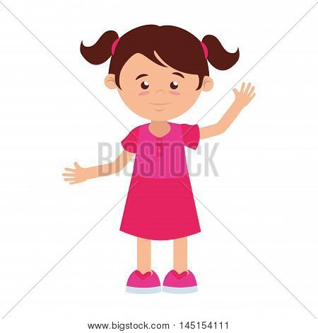 girl cartoon fuchsia dress tail hairstyle happy isolated