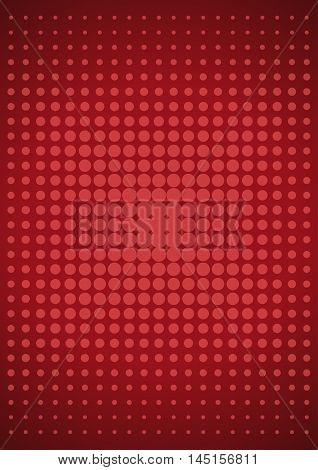 Vector halftone dots. Red dots on red background. Vector retro background.