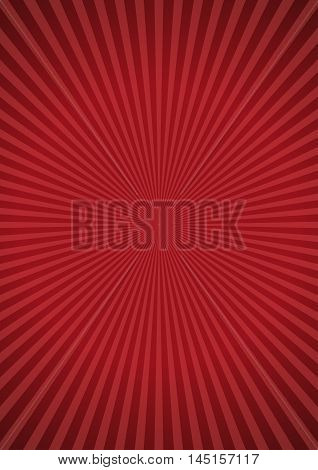 Red ray sunburst style abstract background. Vector retro rays background.