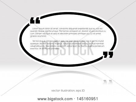 Oval black quote empty text box. Quote blank template. Ellipse business card template paper sheet information text. Print design. Quote form. Template vector set. Vector stock illustration
