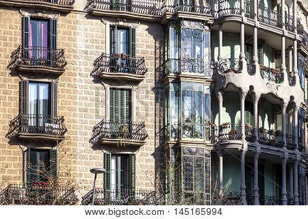 Modernism Building In Eixample District In Barcelona