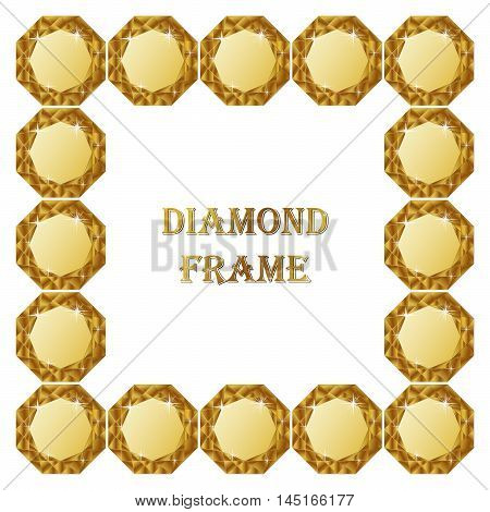 Diamonds square frame. Vector illustration jewelry. Abstract vector border on white background.