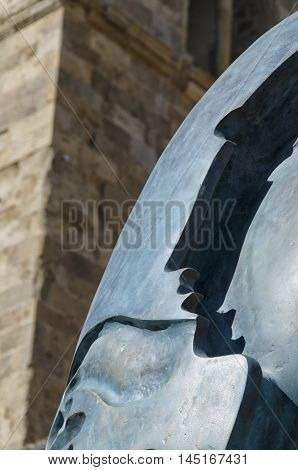 Face in profile in a piece of modern art