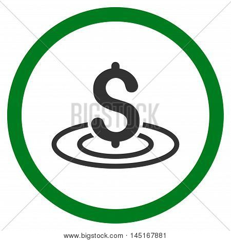 Money Area vector bicolor rounded icon. Image style is a flat icon symbol inside a circle, green and gray colors, white background.