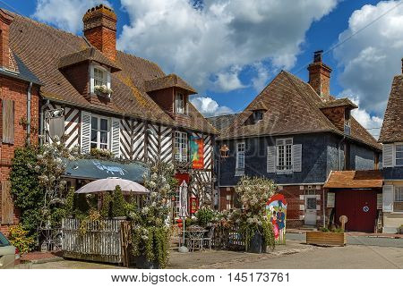 historical half timbered houses in Beuvron-en-Auge France