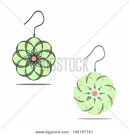 Vector illustration of logo for women's earrings.Isolated the drawing, consists of a gemstone,jewelry,carat,closeup on white background.The icon for fashion,beauty,gift,style,glamour,luxury,girl,joy.