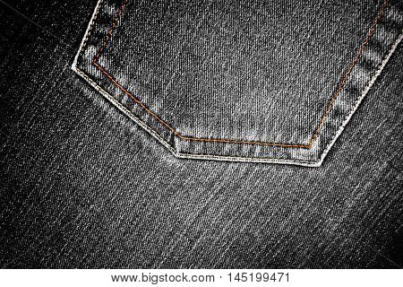 Detail close up orange rim of jean for men classic color texture background.