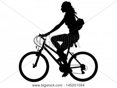Sport woman whit bike on white background