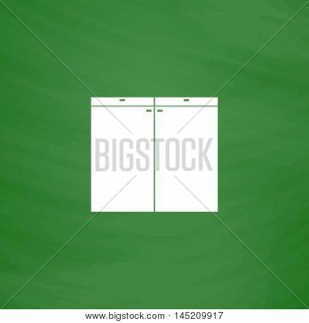Cabinet. Flat Icon. Imitation draw with white chalk on green chalkboard. Flat Pictogram and School board background. Vector illustration symbol