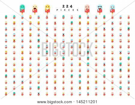 Great set of 224 emotions isolated on white background. Characters smile Emoji for Web. Anger and compassion. Laughter, tears. Smile sadness surprise. Happiness fear.