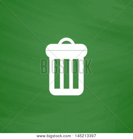 Urn. Flat Icon. Imitation draw with white chalk on green chalkboard. Flat Pictogram and School board background. Vector illustration symbol