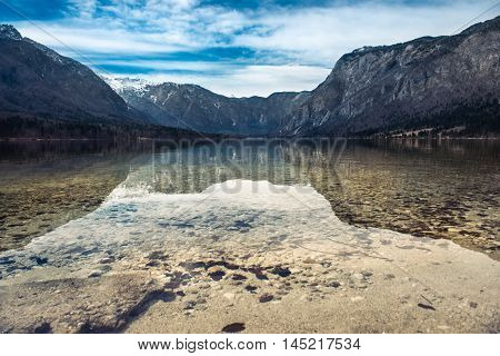 Beautiful Landscape of clear lake in the mountains